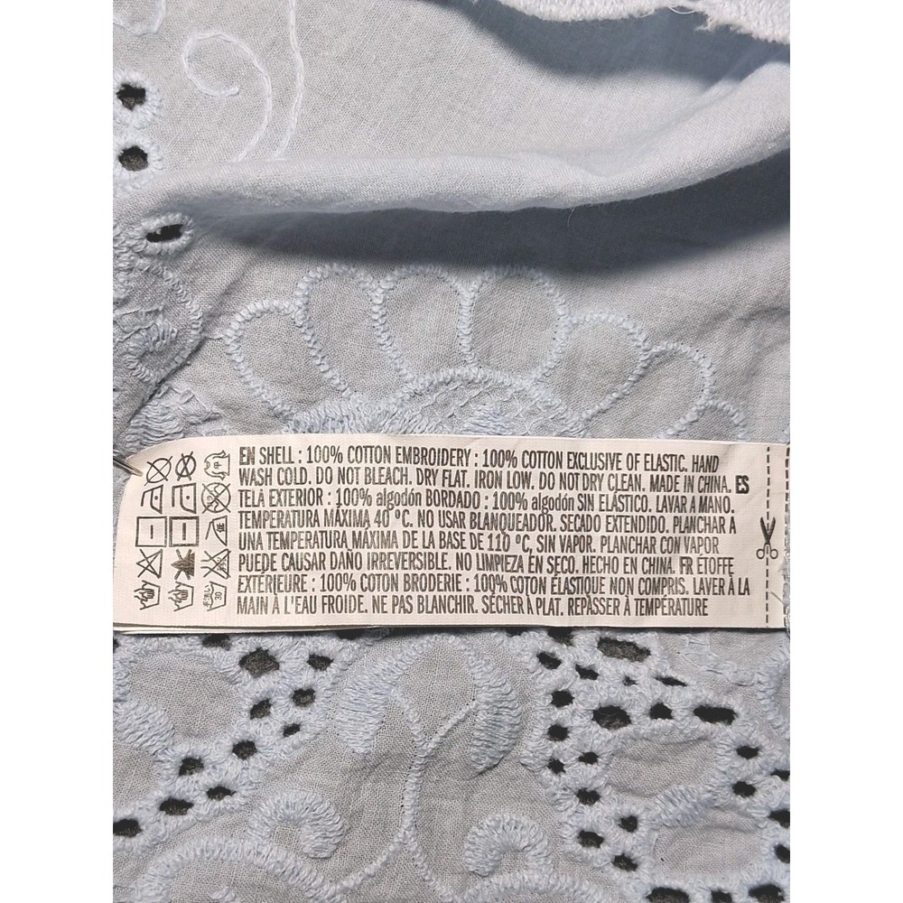(2) F21 Off Shoulder Top Cotton Eyelet Embroidered Blouse Bright Red & Ice Blue - Picture 11 of 12